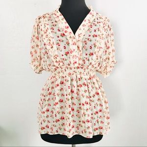 SOLD TORRID Beige and Red Floral Ruffle
